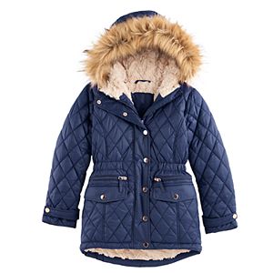 Girls 4-16 SO® Quilted Faux-Fur Lined Parka Jacket