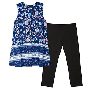Girls 7-16 & Plus Size IZ Amy Byer Printed Tunic & Solid Leggings Set with Necklace