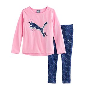 Girls 4-6x PUMA Foil Graphic Tee & Print Leggings Set