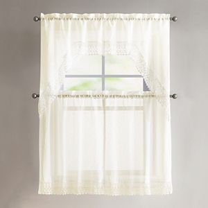 VCNY 4-piece Farrah Lace Kitchen Curtain Set