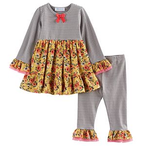 Toddler Girl Bonnie Jean Flower & Stripe Tunic & Leggings Set