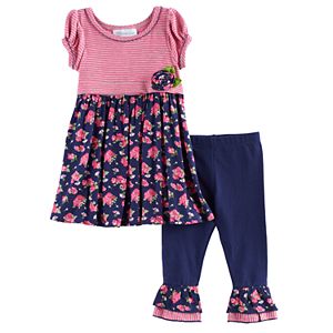 Toddler Girl Bonnie Jean Stripe & Floral Tunic & Leggings Set