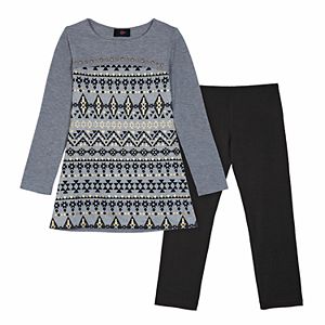 Girls 7-16 IZ Amy Byer Foil Hatchi Top & Leggings Set
