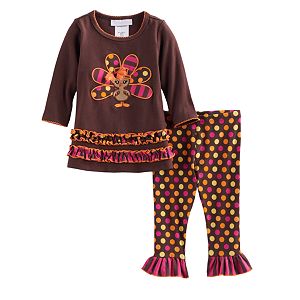 Toddler Girl Bonnie Jean Thanksgiving Turkey Tunic & Leggings Set