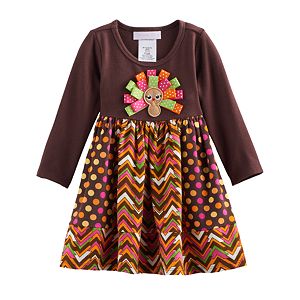 Toddler Girl Bonnie Jean Thanksgiving Turkey Dress