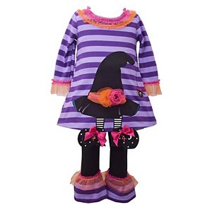 Toddler Girl Bonnie Jean Witch Hat Dress & Ruffled Leggings Set
