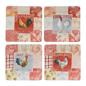 Certified International Farm House Rooster 4-pc. Dinner Plate Set