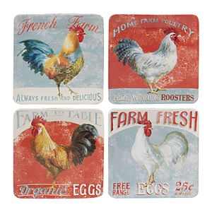 Certified International Farm House Rooster 4-pc. Salad Plate Set