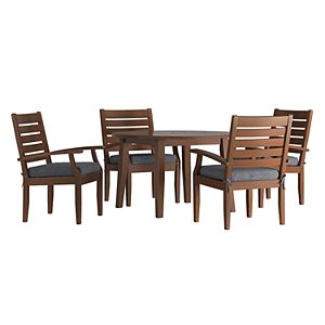 HomeVance Glen View Brown Round Patio Dining Table & Chair 5-piece Set
