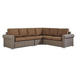 HomeVance Brown Wicker Patio Sectional Sofa 4-piece Set