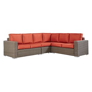 HomeVance Ravinia Brown Wicker Patio Sectional Sofa 4-piece Set