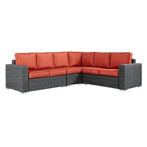 HomeVance Ravinia Wicker Patio Sectional Sofa 4-piece Set
