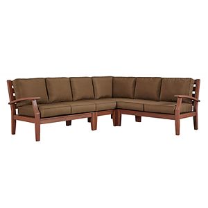 HomeVance Glen View Brown Patio Sectional Sofa 4-piece Set