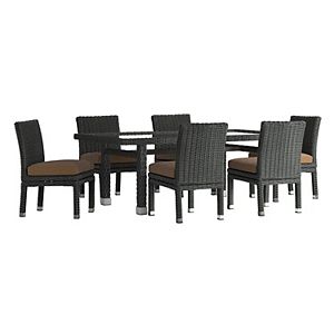 HomeVance Ravinia Wicker Patio Dining Table & Armless Chair 7-piece Set