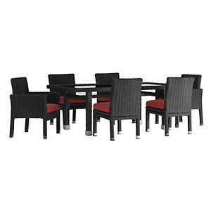HomeVance Ravinia Wicker Patio Dining Table & Chair 7-piece Set