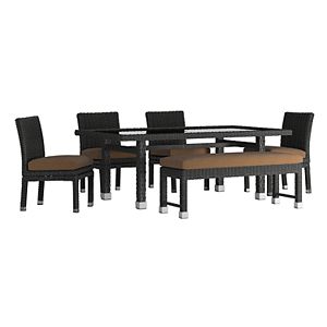 HomeVance Ravinia Wicker Patio Dining Table, Bench & Armless Chair 6-piece Set