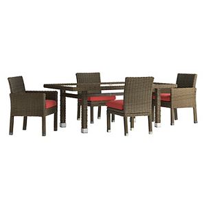 HomeVance Ravinia Brown Wicker Patio Dinning Table & Chair 5-piece Set