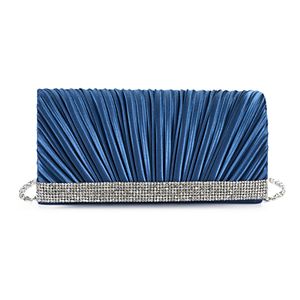 Gunne Sax Chloe Pleated Satin Rhinestone Clutch