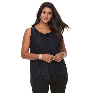 Plus Size Apt. 9® Scalloped Lace Hem Tunic Top