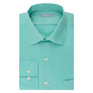 Men’s Van Heusen Fitted Athletic Solid Lux Sateen No Iron Spread Collar Dress Shirt