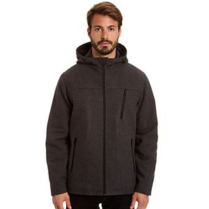 Men's Haggar Stretch Wool-Blend Hooded Open-Bottom Jacket