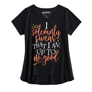 Girls 7-16 Harry Potter I Solemnly Swear High-Low Glitter Graphic Tee