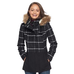 Juniors' Pink Envelope Faux-Fur Hood Anorak Jacket