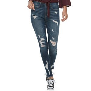 Juniors' Mudd® Destructed Skinny Jeans