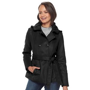Juniors' Pink Envelope Double-Breasted Trench Coat