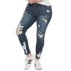 Juniors' Plus Size Mudd® Ripped Ankle Skinny Jeans