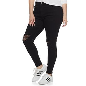 Plus Size Juniors' Mudd® Ripped Zip-Ankle Skinny Jeans