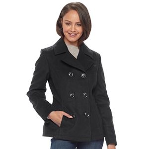 Juniors' Pink Envelope Double-Breasted Peacoat