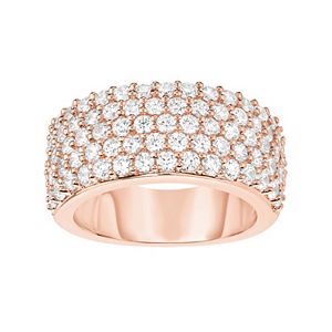 Rose Gold Tone Sterling Silver Cubic Zirconia Pave Ring