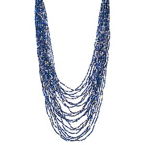 Blue Seed Bead Layered Necklace