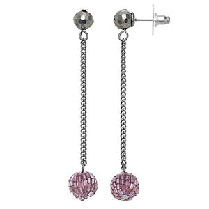 Simply Vera Vera Wang Pink Tube Bead Ball Nickel Free Chain Drop Earrings