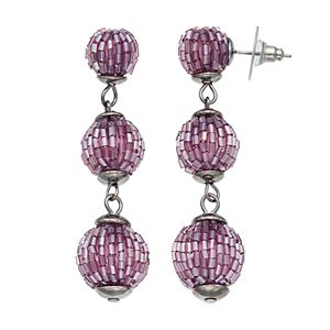 Simply Vera Vera Wang Nickel Free Purple Beaded Triple Drop Earrings