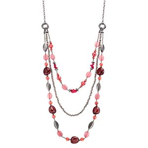 Red Beadeded Marquise Swag Necklace