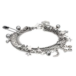 Simply Vera Vera Wang Safety Pin, Crescent & Star Charm Multi Strand Bracelet