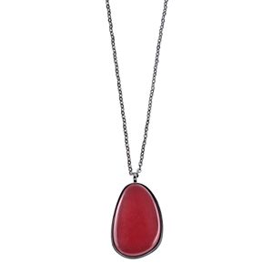 Long Red Stone Pendant Necklace