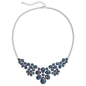 Blue Geometric Flower Statement Necklace