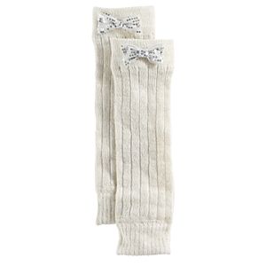 Girls 4-16 Ribbed Legwarmers With Sequin Bows