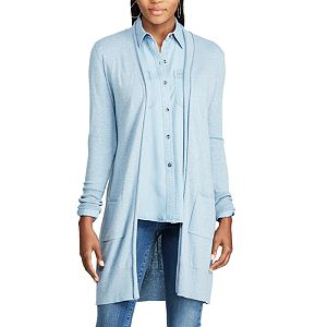 Petite Chaps Open-Front Long Sleeve Cardigan
