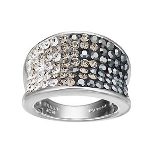 Confetti Silver Plated Crystal Concave Ring