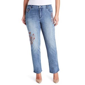 Plus Size Gloria Vanderbilt Amanda Embroidery High-Rise Jeans
