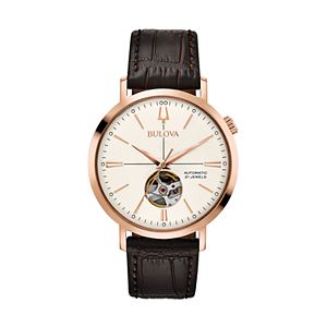 Bulova Men's Classic Leather Automatic Skeleton Watch - 97A136