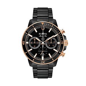 Bulova Men's Marine Star Black Ion-Plated Stainless Steel Chronograph Watch - 98B302