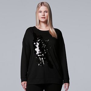 Plus Size Simply Vera Vera Wang 10th Anniversary Embellished Statement Sweatshirt