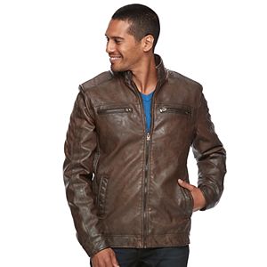 Men's XRAY Faux-Leather Hooded Jacket