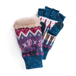 Women's MUK LUKS Flip-Top Tech Mittens