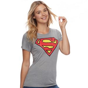 Juniors' Superman Hi-Lo Graphic Tee